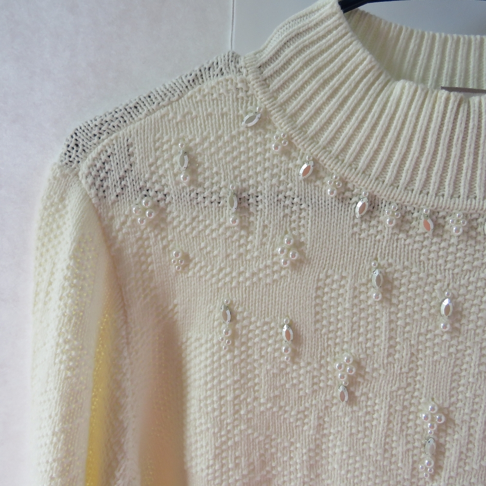 Women's Cream Embellished Chico Sweater - Picture 1 of 12